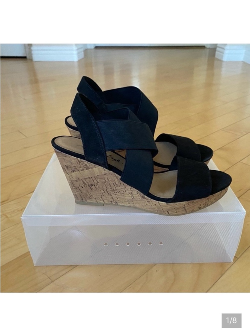 American Eagle Outfitters Black Cork Design Wedges